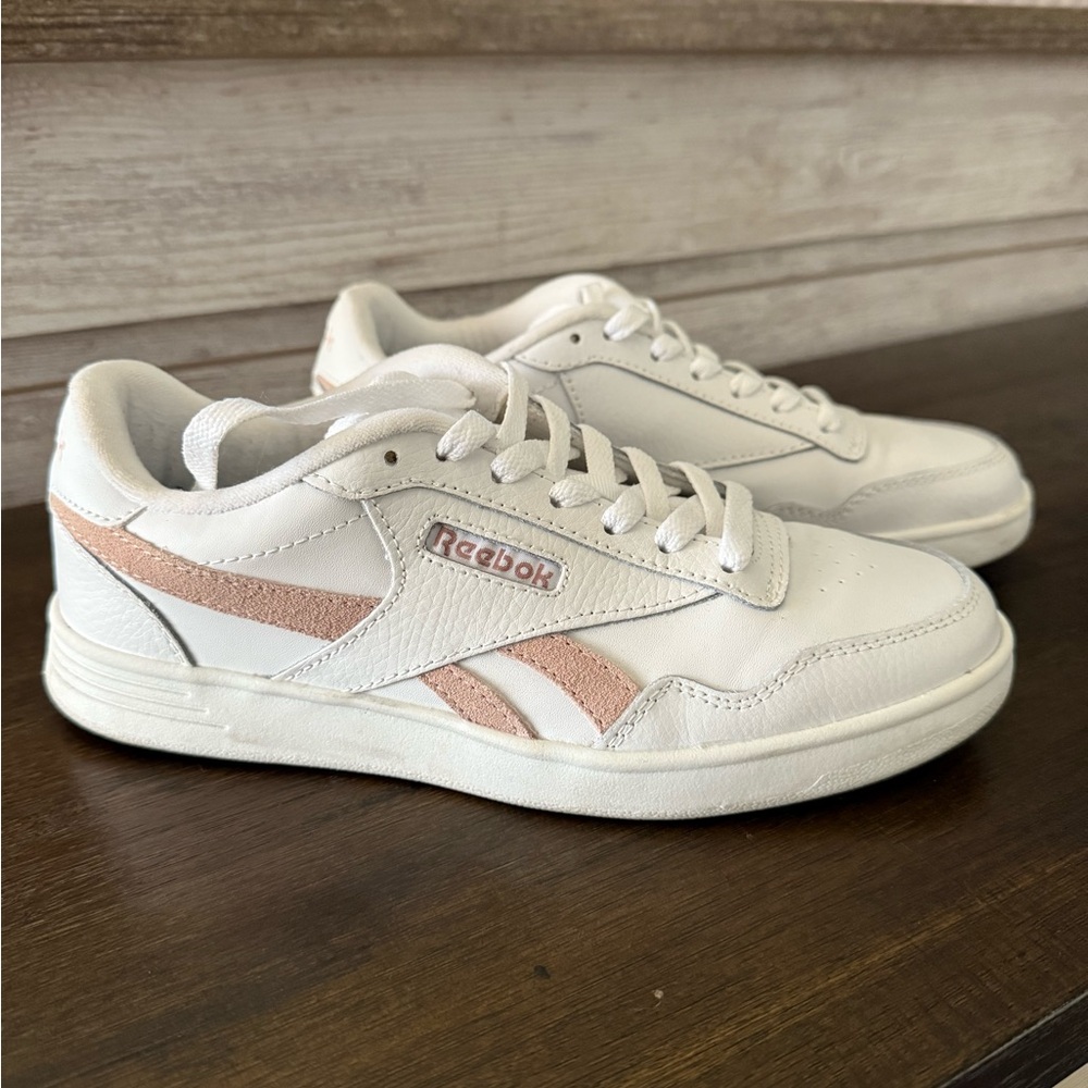 Reebok Classic White Sneakers with Pink Highlights